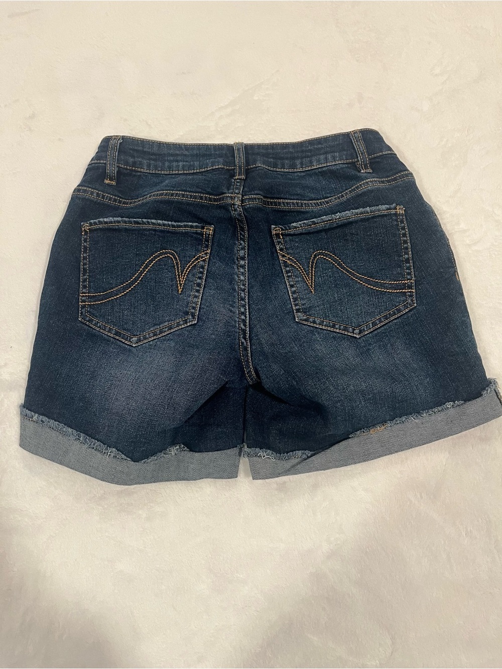 Indigo Blue Maternity Jean Shorts with Cuffed Hem - Size XS - Picture 2 of 8